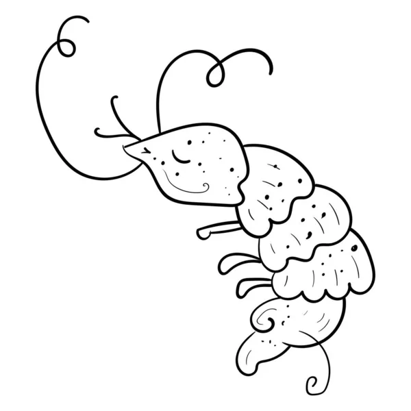 Krevety Doodle Ilustrace Omalovánky Nebo Kniha Pro Děti Dospělé Kreslené — Stockový vektor