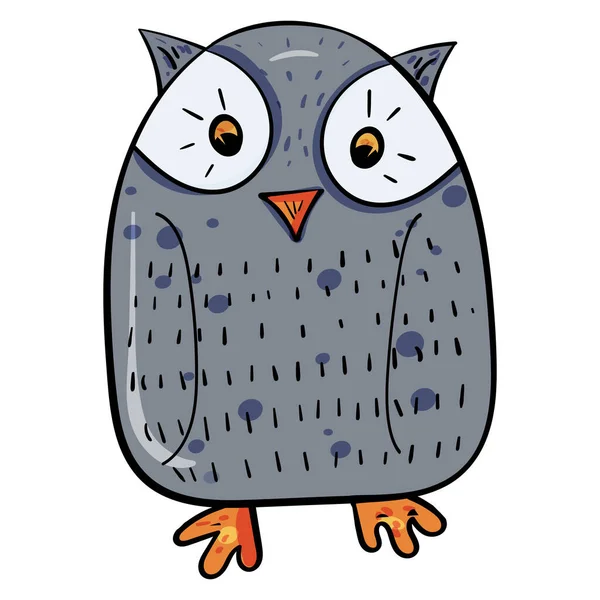 Roztomilá Sova Šedým Peřím Výraznýma Očima Ptačí Ilustrace Vektorová Ilustrace — Stockový vektor