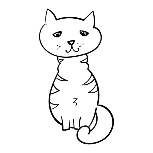 Drôle Chat Doodle Sur Fond Blanc Coloriage Livre Stress Passe — Image vectorielle