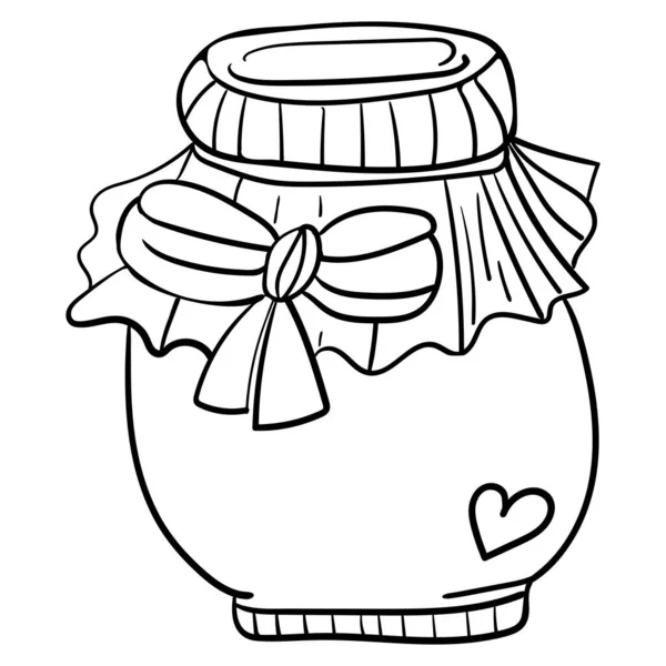 Homemade Jam Sweets Dessert Vector Clip Art Illustration Coloring Page — Stock Vector