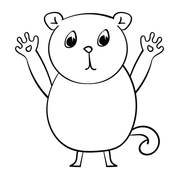 Hand Drawn Cat Cartoon Animals Illustration Vector Doodle Illustration Coloring — Stock Vector