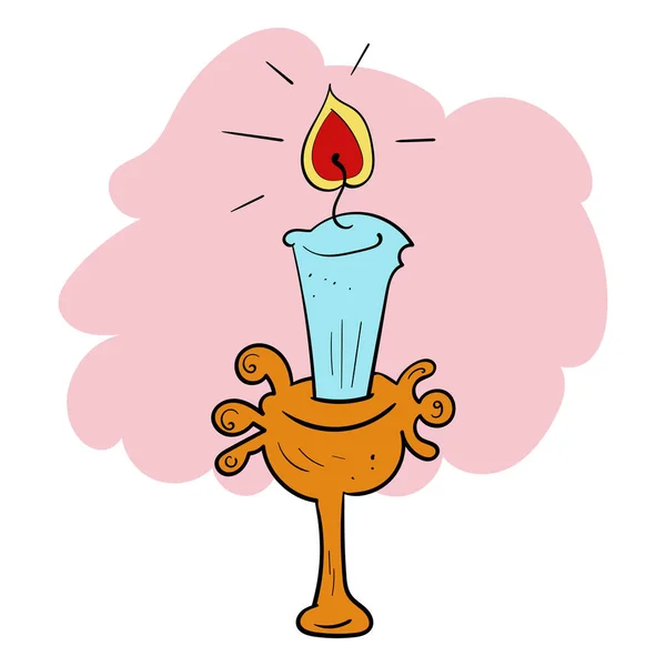 Candélabre Avec Une Bougie Allumée Symbole Religion Célébration Illustration Vectorielle — Image vectorielle