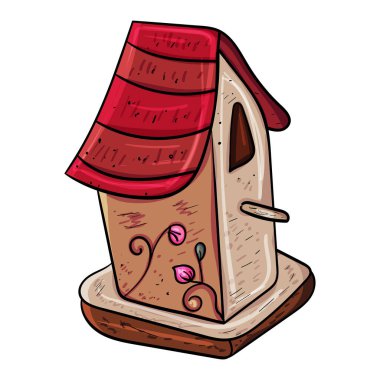 Ahşap kuş evleri Vektör çizimi şeffaf veya beyaz arkaplan üzerine.