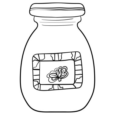 Kahvaltı reçelli tatlı tatlısı, vektör klipsli sanat illüstrasyonu. Çocuklar ve yetişkinler için boyama sayfası veya kitap.