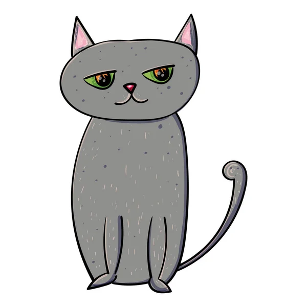 Cat Est Animal Compagnie Chaton Gris Chat Chaton Illustration Vectorielle — Image vectorielle