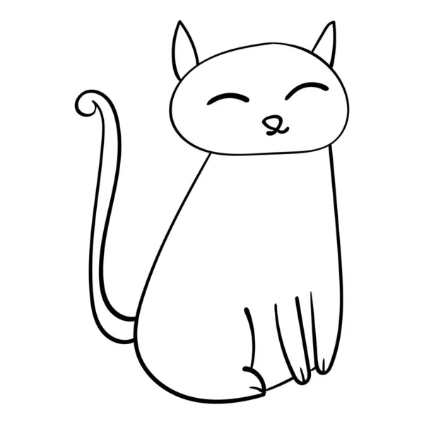 Met Hand Getekend Leuke Kat Cartoon Dieren Illustratie Animal Vector — Stockvector