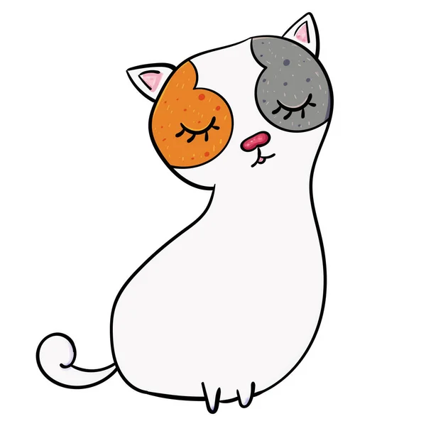 Esquisse Illustration Mignonne Rousse Endormie Cat Clip Art Vectoriel Doodle — Image vectorielle