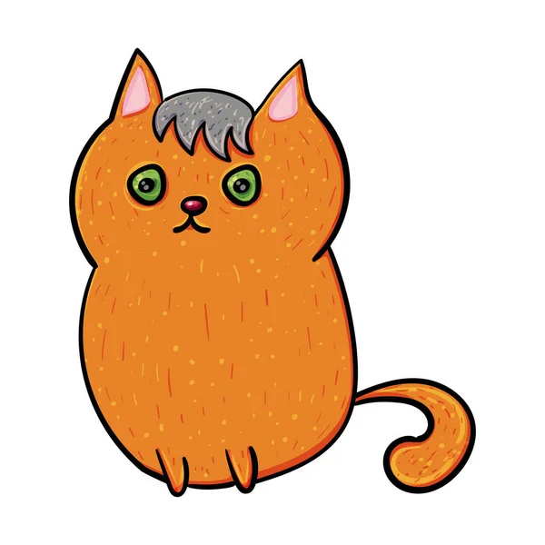Pisica Roşie Kitty Sau Kitten Vector Doodle Ilustrare Fundaluri Transparente — Vector de stoc