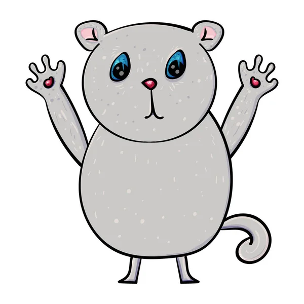 Pequeño Gatito Personaje Dibujos Animados Gatito Gris Gato Gatito Ilustración — Vector de stock