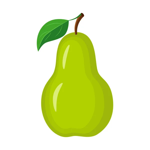 Colorful whole green pear. Vector illustration isolated on white — Stock Vector