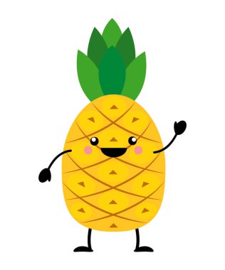 Ananas vektör çizim düz stil üzerinde beyaz b izole içinde