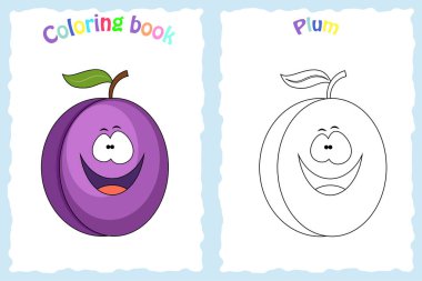 Boyama kitabı sayfası renkli Erik ve kroki olan çocuklar için 