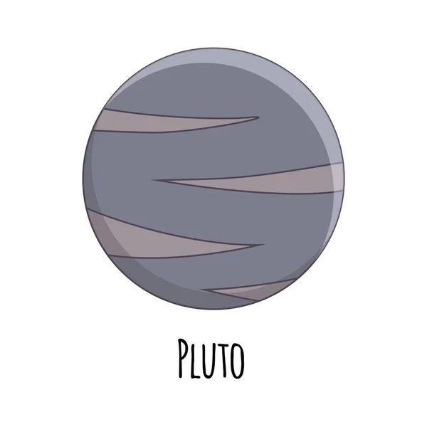 Dibujos animados planeta Plutón. Ilustración vectorial aislada en bac blanco — Vector de stock