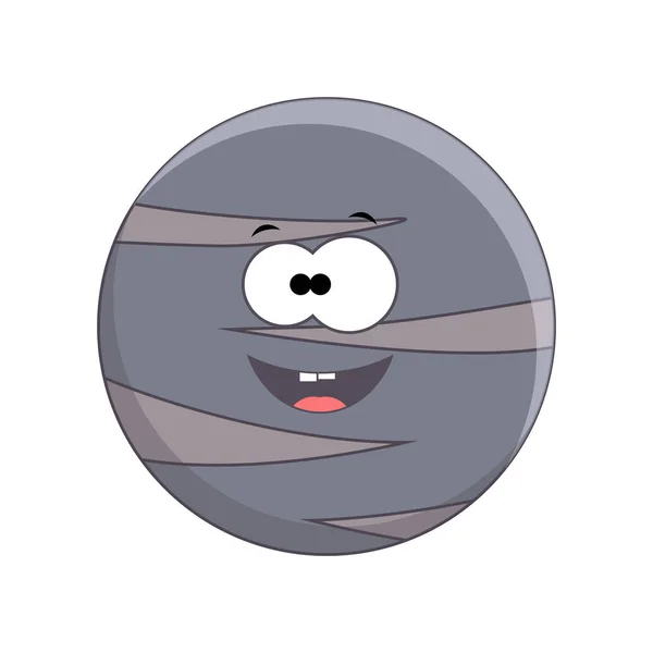 Planet kartun Pluto yang lucu. Vektor ilustrasi terisolasi pada whit - Stok Vektor