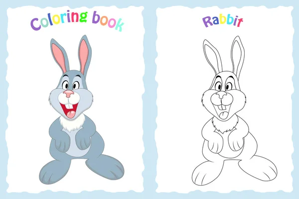 Renkli tavşan olan okul öncesi çocuklar için kitap sayfa boyama — Stok Vektör