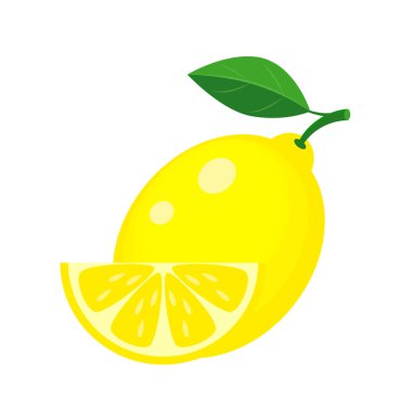 Yeşil yaprak ve limon dilimi ile sarı limon