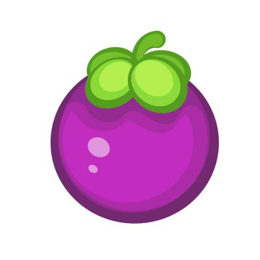 Mor mangosten meyve vektör illüstrasyon izole üzerinde beyaz ba