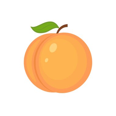 Guicy Şeftali meyve whith yeşil yaprak vektör çizim. İzole