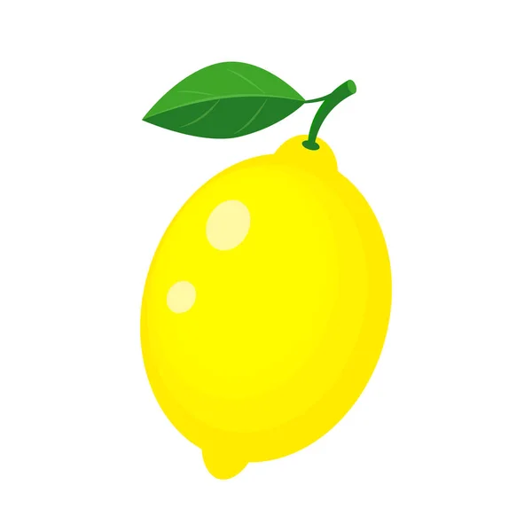Bunte ganze gelbe Zitrone mit grünem Blatt. — Stockvektor