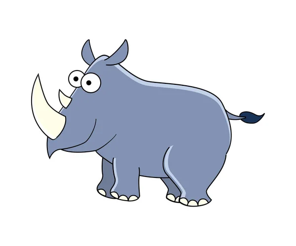 Lindo rinoceronte de dibujos animados aislado sobre fondo blanco. Africano — Vector de stock