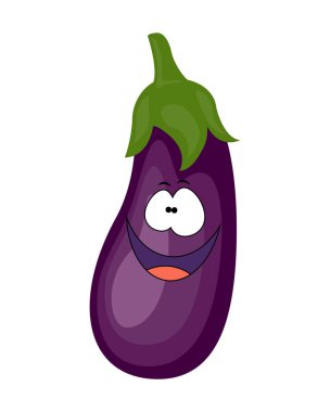 Sevimli cartoonl patlıcan sebze vektör çizim üzerinde izole