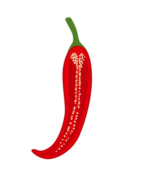 Illustration vectorielle moitié piment rouge isolée sur fond blanc — Image vectorielle