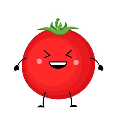 Düz stil üzerinde beyaz izole kırmızı domates vektör çizim