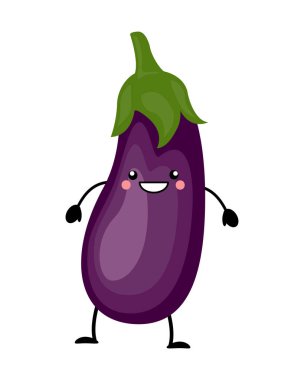 düz stil üzerinde beyaz b izole patlıcan vektör çizim