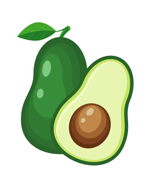 Illustrazione variopinta del vettore vegetale dell'avocado intero e mezzo i — Vettoriale Stock