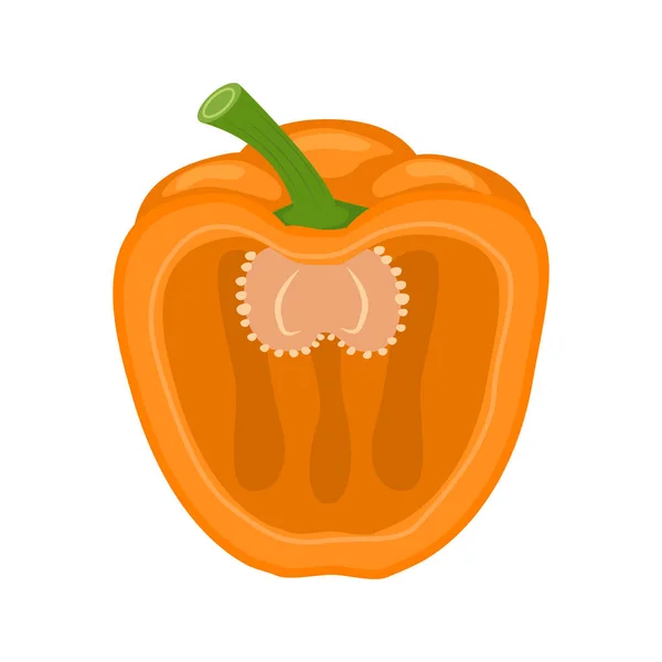 Ilustración mitad naranja pimiento vector aislado en ba blanco — Vector de stock