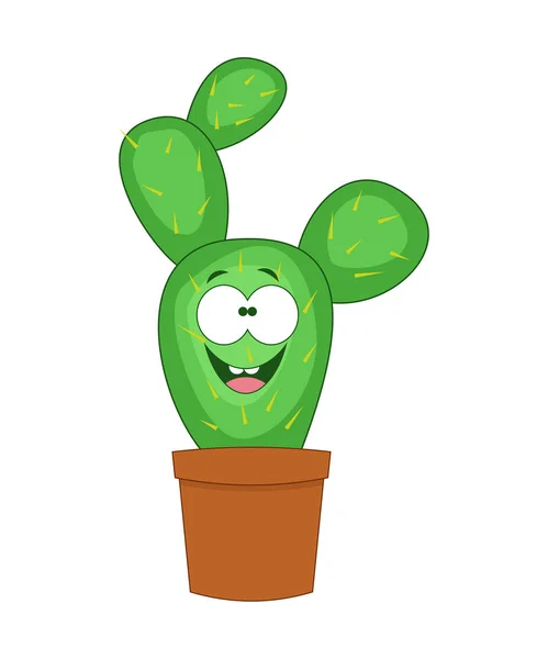 Cute cartoon cactus vector illustration isolated on white backgr — Stock Vector