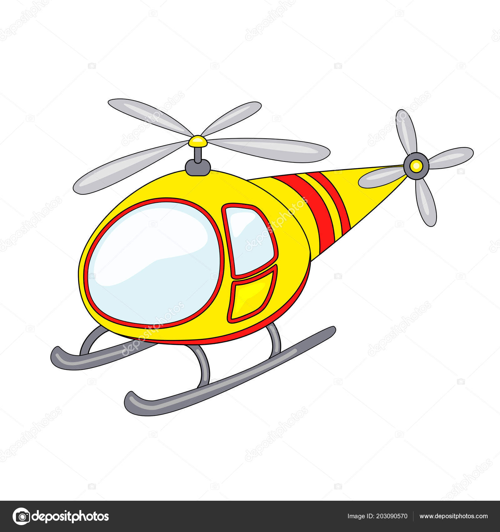 Cute cartoon helicopter. Vector illustration isolated on white b Stock  Vector Image by ©BudOlga #203090570