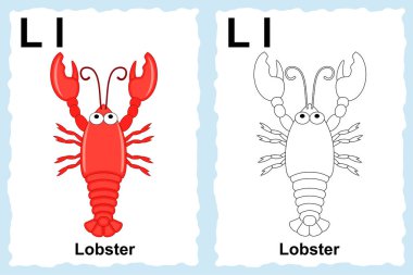 Alfabe kitabı sayfa anahat küçük resim renk ile boyama. Letonyalı