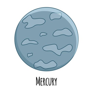 Çizgi film Merkür gezegeni. Vektör illüstrasyon izole beyaz b