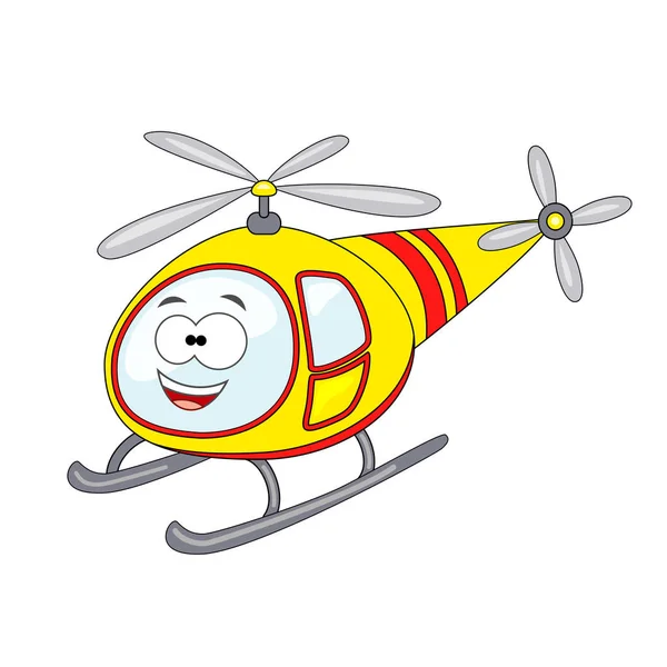 Sevimli çizgi helikopter. Vektör illüstrasyon izole beyaz b — Stok Vektör