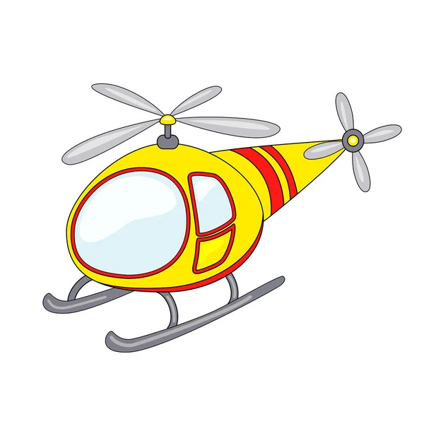 かわいい漫画のヘリコプター。白 b に分離されたベクトル図 — ストックベクタ