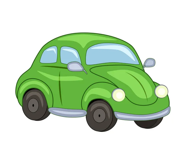 Χαριτωμένο κινούμενα πράσινο αυτοκίνητο. Εικονογράφηση διάνυσμα που απομονώνονται σε λευκό ΒΑ — Διανυσματικό Αρχείο