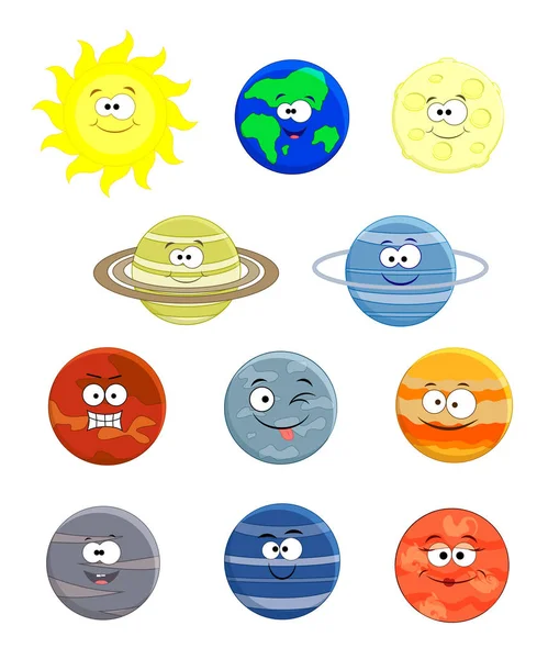 Serie vettoriale di pianeti del sistema solare. Illustrazione vettoriale isolato — Vettoriale Stock
