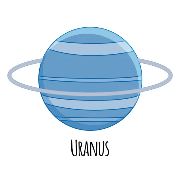 Planeta Urano de dibujos animados. Ilustración vectorial aislada en blanco ba — Vector de stock