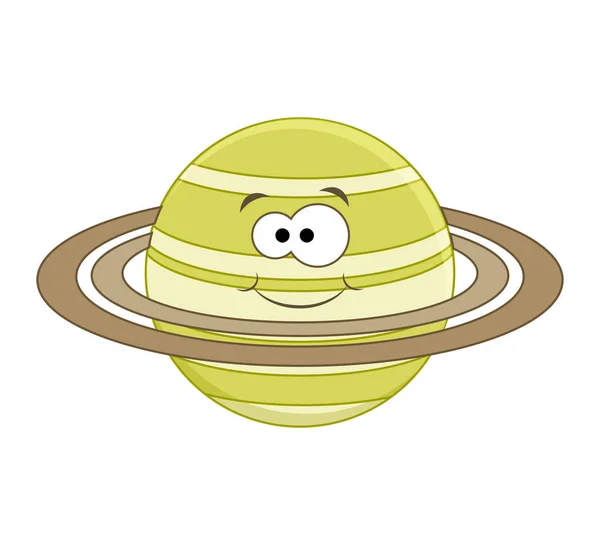 Bonito saturno de dibujos animados. Planeta de dibujos animados. Ilustración vectorial aislada — Vector de stock