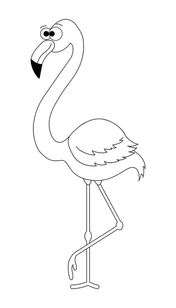 Flamingo színtelen vicces rajzfilm. — Stock Vector