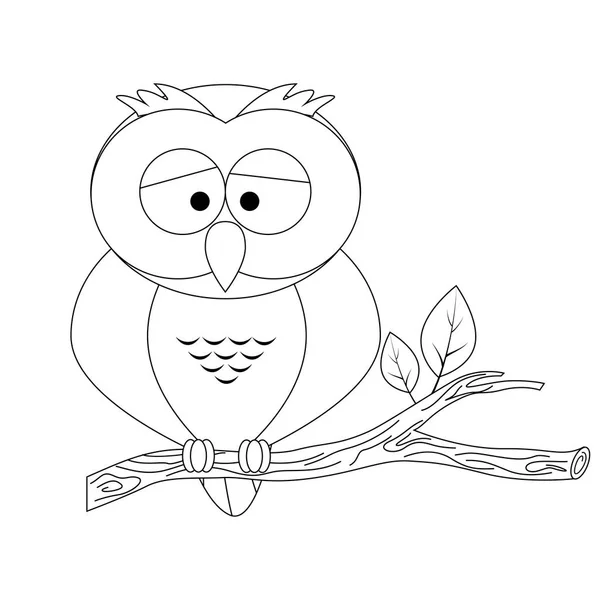 Colorless funny cartoon owl. — Stock Vector