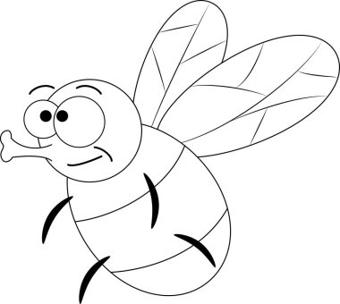 Renksiz komik karikatür sinek.