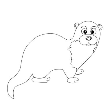 Colorless funny cartoon otter. clipart
