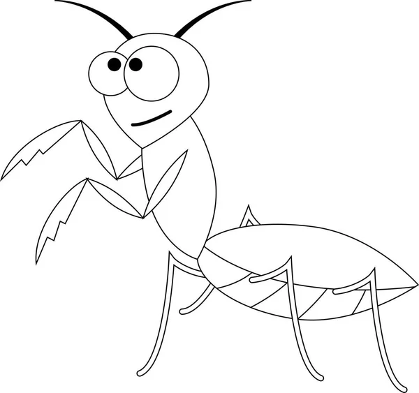 Mantis de dibujos animados divertidos incoloros . — Vector de stock