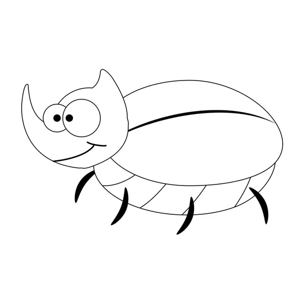 Colorles αστείο καρτούν σκαθάρι «ρινόκερος». — Διανυσματικό Αρχείο