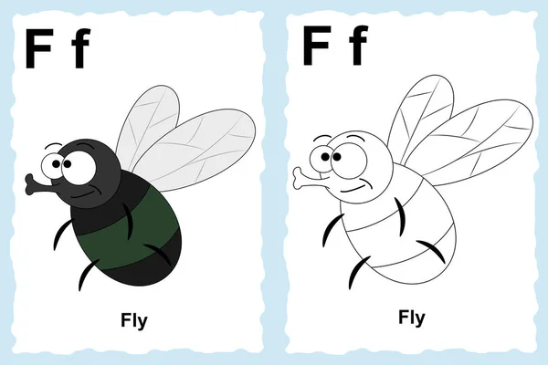 Alfabeto para colorear página del libro con esbozo clip arte a color . — Archivo Imágenes Vectoriales