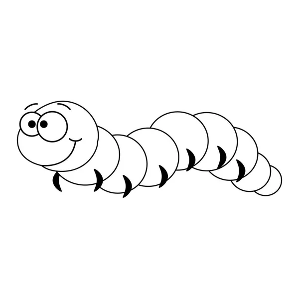 Färglös rolig tecknad caterpillar. — Stock vektor