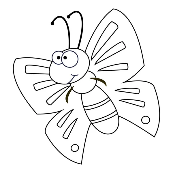 Divertida mariposa de dibujos animados incoloro . — Archivo Imágenes Vectoriales