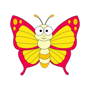 Sevimli çizgi kelebek. Vektör illüstrasyon izole üzerinde beyaz ba